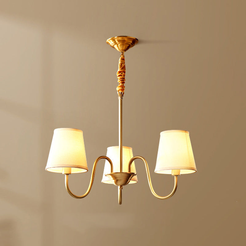 Traditional Creative Sputnik Hanging Lamp Copper Indoor Pendant Light with Fabrics Shade
