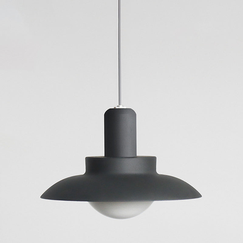 Flat Hanging Light Modernist Metal 1 Head Grey Suspended Lighting Fixture in Warm/White Light