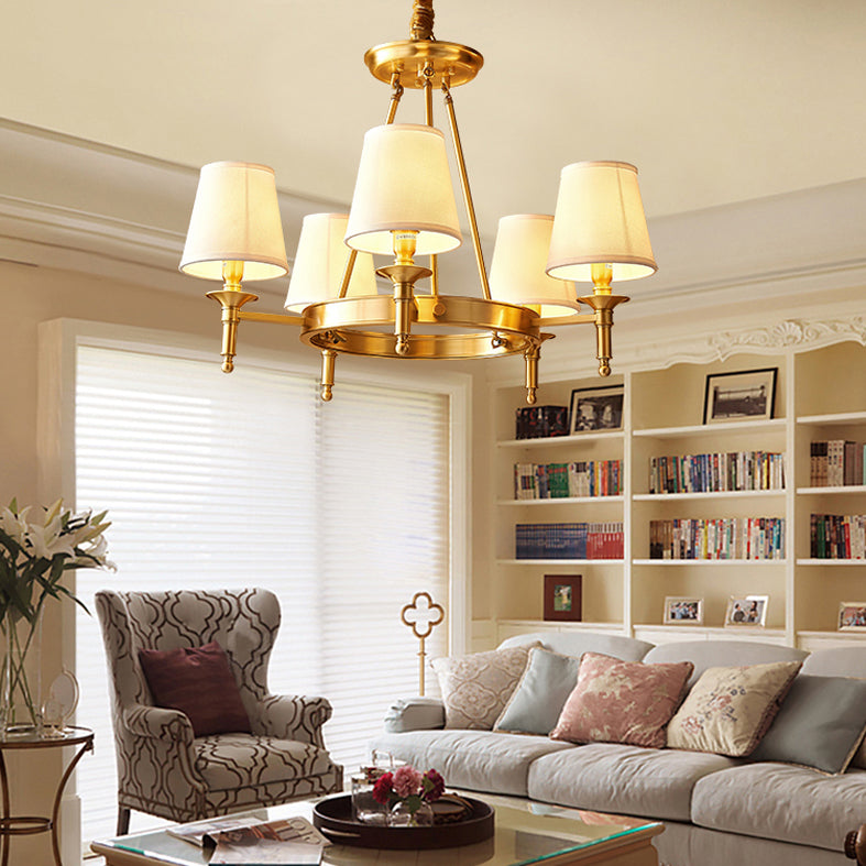 Gold Copper Pendant Light in Traditional Classic Style Fabrics Sputnik Hanging Light for Living Room