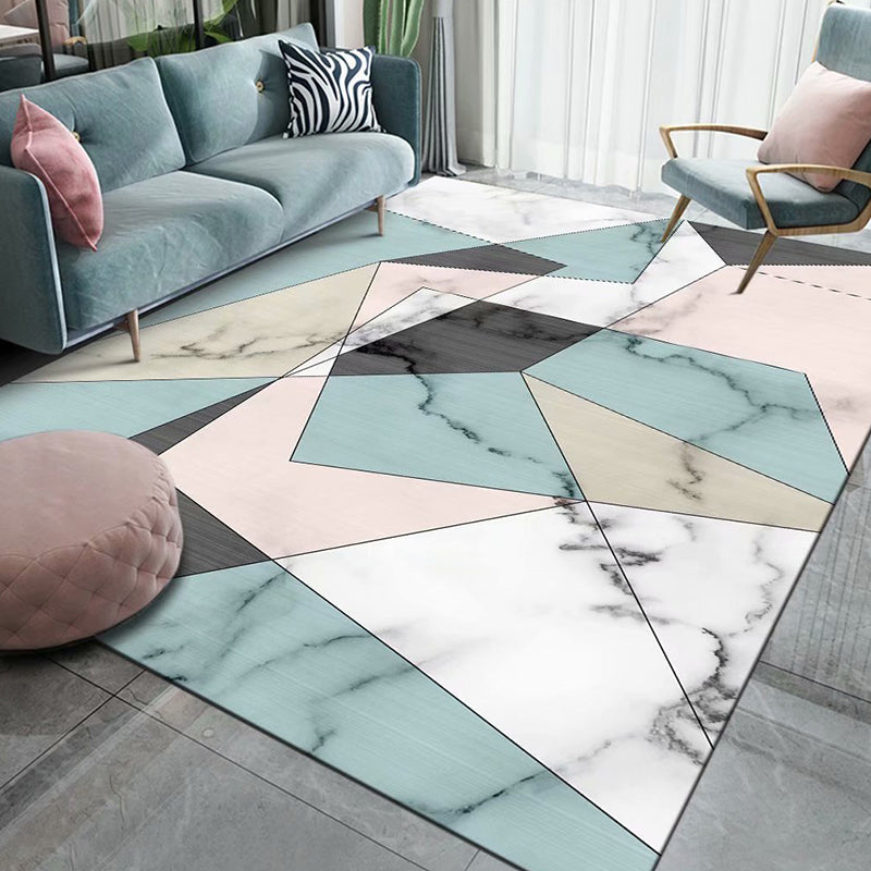 Contemporary Abstract Indoor Rug Trendy Polyester Carpet Non-Slip Backing Rug for Living Room