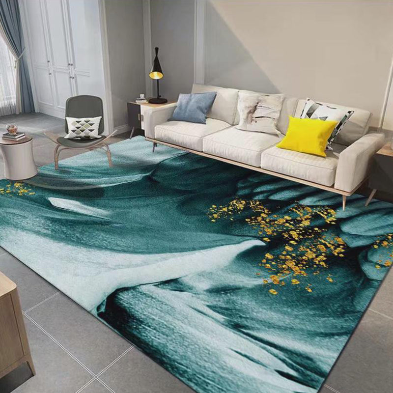 Colorful Abstract Rug Luxury Watercolor Printed Carpet Polyester Non-Slip Backing Rug for Home Decor