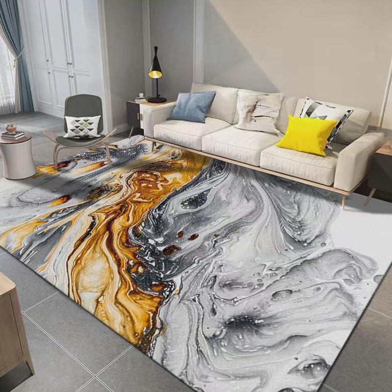 Colorful Abstract Rug Luxury Watercolor Printed Carpet Polyester Non-Slip Backing Rug for Home Decor