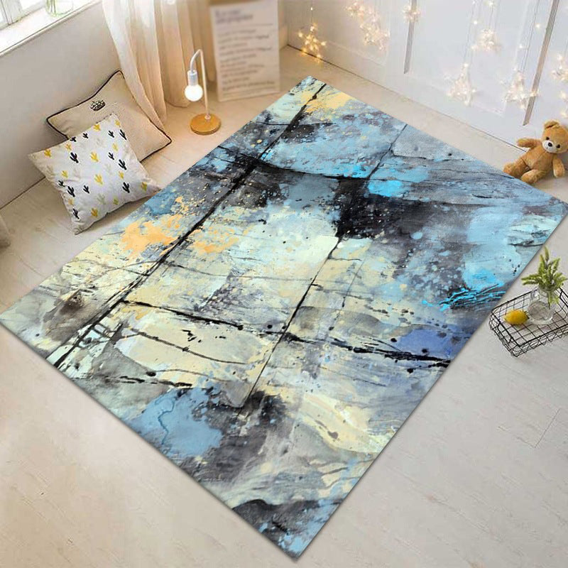 Casual Watercolor Printed Rug Funky Artistic Carpet Polyester Friendly Washable Rug for Living Room
