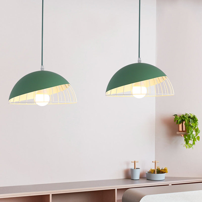 1 Glühbirnen -Esszimmer Anhänger Helles modernes schwarz/blau/grün -hängende Beleuchtungsbehandlung mit gewölbter Metallschatten
