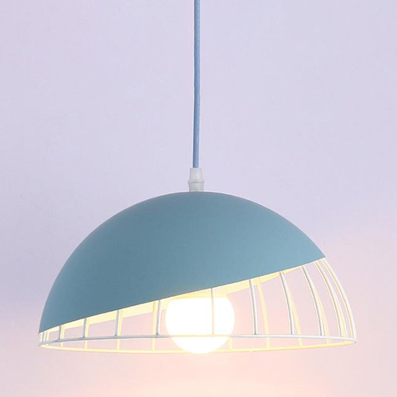 1 Glühbirnen -Esszimmer Anhänger Helles modernes schwarz/blau/grün -hängende Beleuchtungsbehandlung mit gewölbter Metallschatten