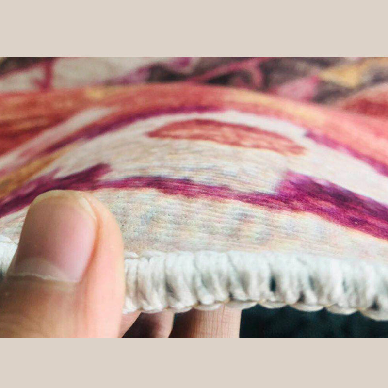 Flower and Feather Pattern Rug Trendy Polyester Carpet Non-Slip Backing Carpet for Home Decor