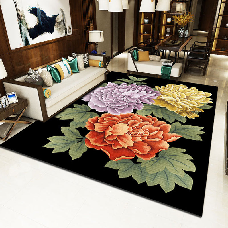 Moderner Teppich in leuchtenden Farben, luxuriöser Teppich mit Blumenmuster, rutschfester Teppich für die Inneneinrichtung