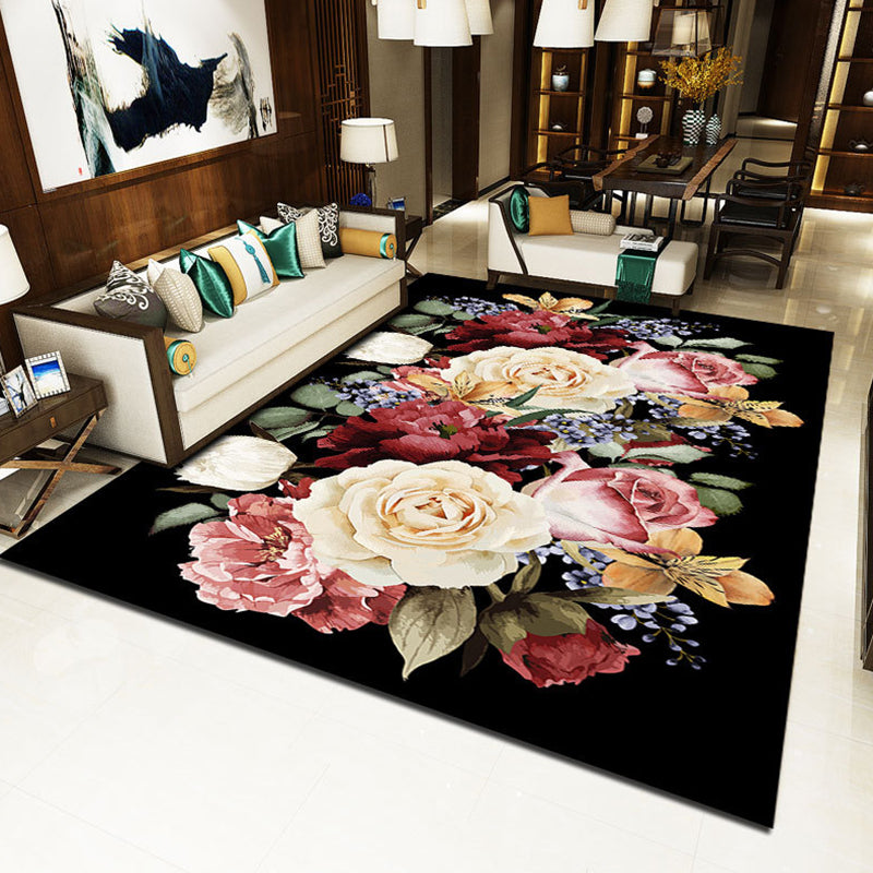 Moderner Teppich in leuchtenden Farben, luxuriöser Teppich mit Blumenmuster, rutschfester Teppich für die Inneneinrichtung