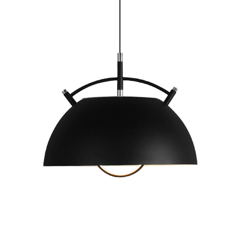 1 cabezal de comedor iluminación colgante modernista lámpara colgante negro con sombra de metal abovedada
