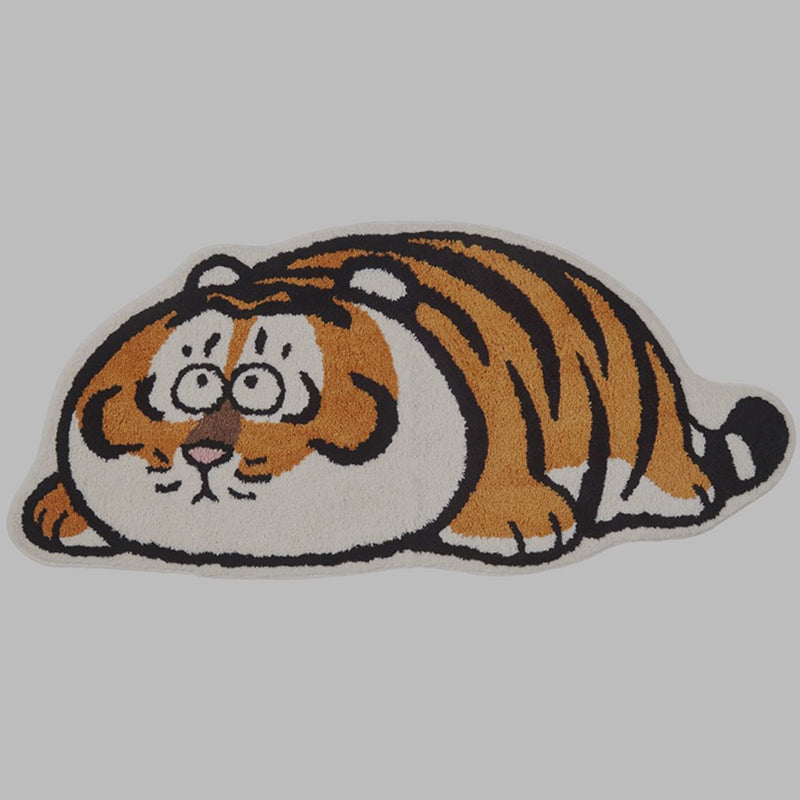 Novelty Bold Tiger Pattern Rug Orange Tone Polyester Carpet Stain Resistant Area Rug for Home Decor