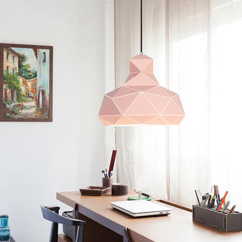 Iluminación de techo de sombrero Metal contemporánea 1 cabeza blanca/rosa/azul Poste de colgante de suspensión, 12 "/15" de ancho