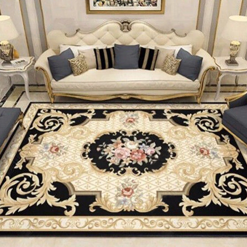 Multicolor Floral Print Rug Polyester Nordic Carpet Non-Slip Backing Indoor Rug for Living Room