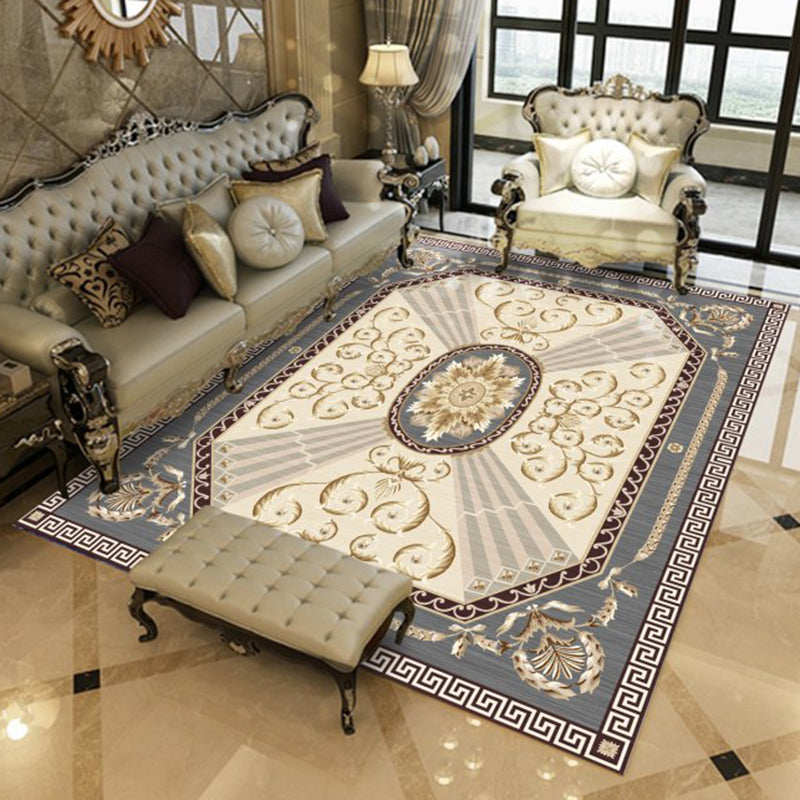 Elegant Multicolor Glam Carpet Polyester Floral Print Indoor Rug Stain Resistant Rug for Home Decor
