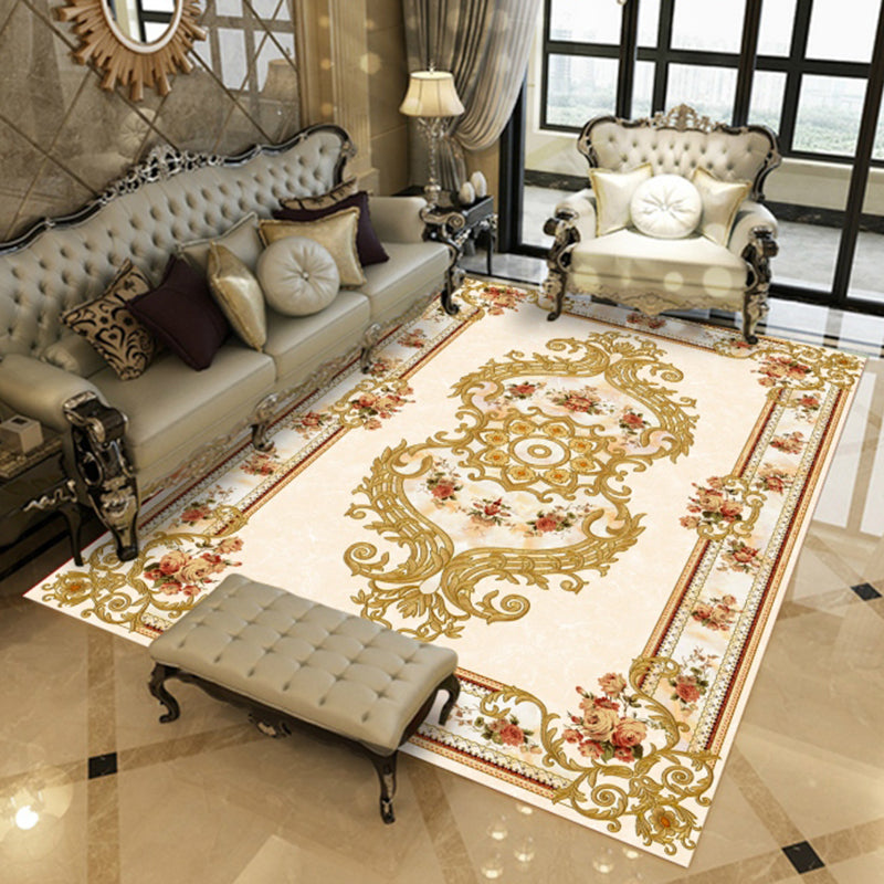Elegant Multicolor Glam Carpet Polyester Floral Print Indoor Rug Stain Resistant Rug for Home Decor