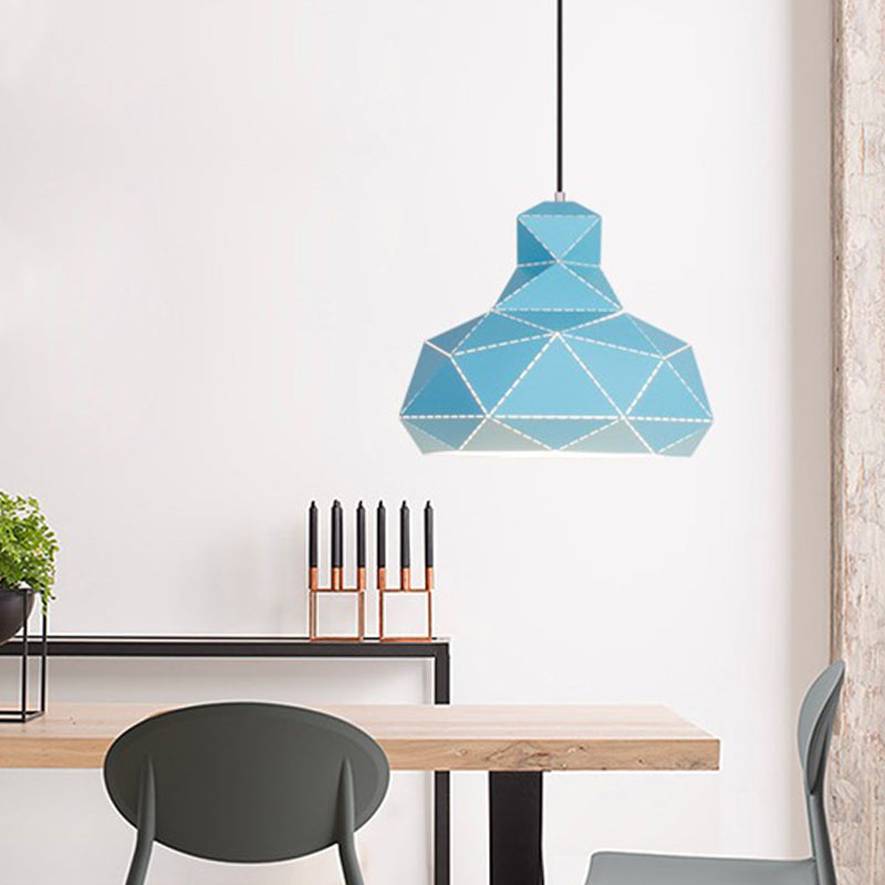 Iluminación de techo de sombrero Metal contemporánea 1 cabeza blanca/rosa/azul Poste de colgante de suspensión, 12 "/15" de ancho