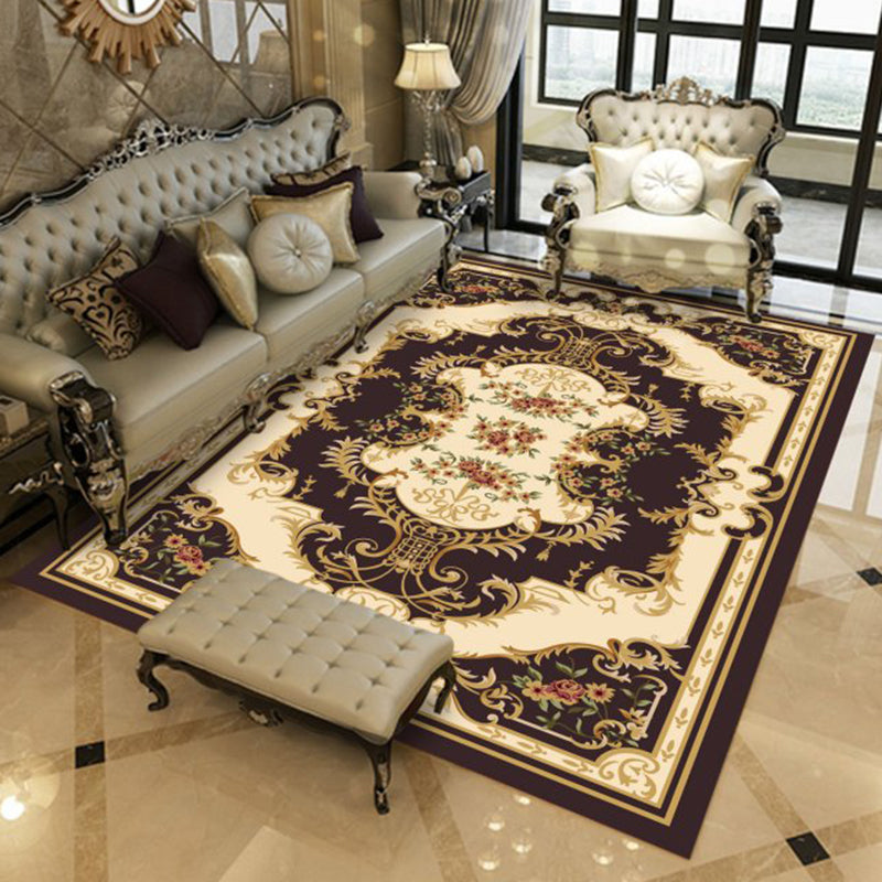 Elegant Multicolor Glam Carpet Polyester Floral Print Indoor Rug Stain Resistant Rug for Home Decor