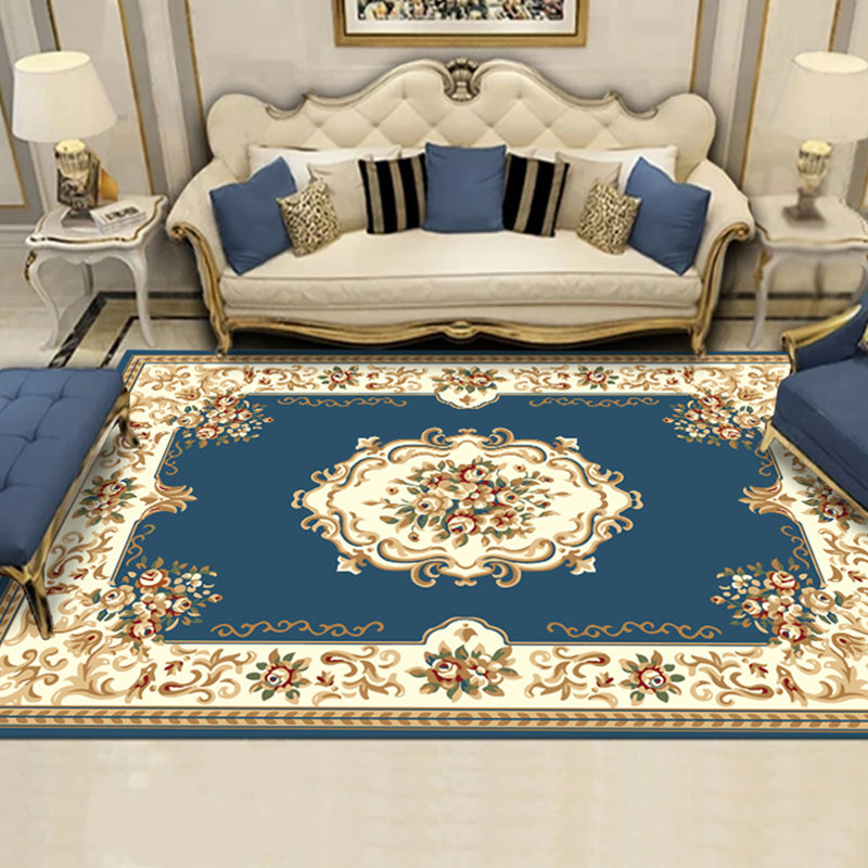 Multicolor Luxury Indoor Rug Polyester Floral Print Carpet Easy Care Rug for Home Decoration