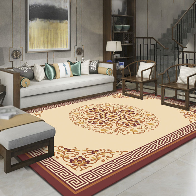 Multicolor Luxury Indoor Rug Polyester Floral Print Carpet Easy Care Rug for Home Decoration