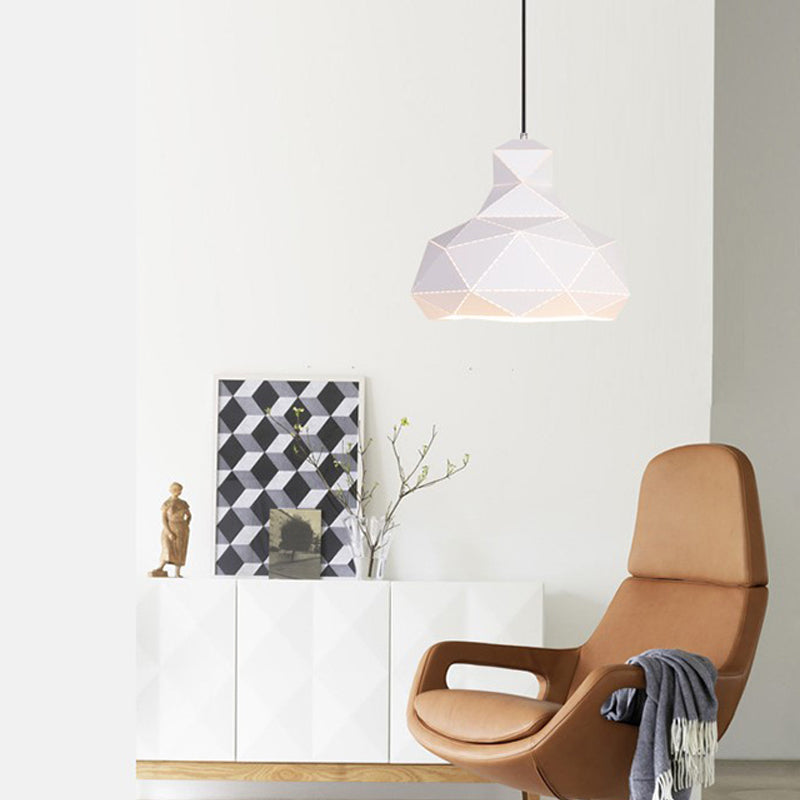 Iluminación de techo de sombrero Metal contemporánea 1 cabeza blanca/rosa/azul Poste de colgante de suspensión, 12 "/15" de ancho
