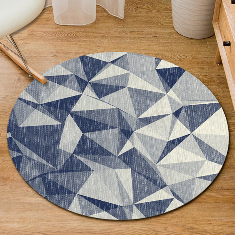 Stylish Geometry Pattern Rug Contemporary Round Rug Polyester Washable Carpet for Home Decoration