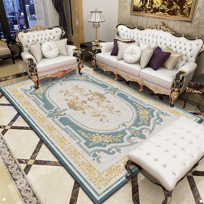 Apricot Tone Glam Area Carpet Polyester Marbling Indoor Rug Anti-Slip Backing Carpet for Living Room