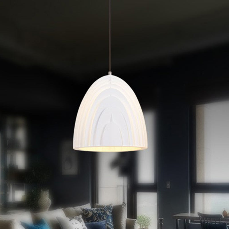 Macaron 1 Head Down Lighting White/Blue Trumpet Pendant Light Fixture with Metal Shade