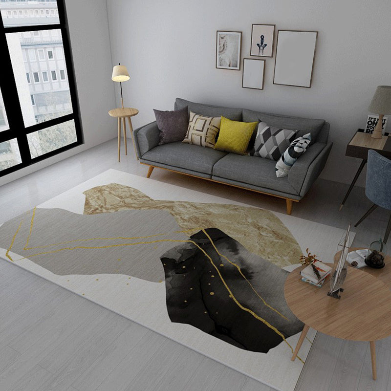 Multicolored Abstract Indoor Rug Contemporary Polyester Rug Non-Slip Backing Carpet for Bedroom