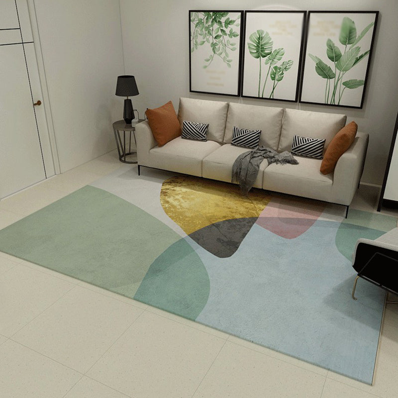 Multicolored Abstract Indoor Rug Contemporary Polyester Rug Non-Slip Backing Carpet for Bedroom