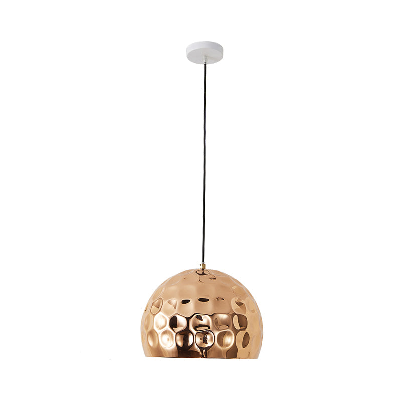 1 Head Living Room Pendant Lamp Modernist Gold Hanging Light Fixture with Dome Metal Shade