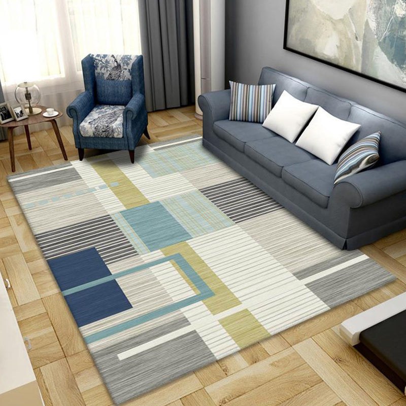 Creative Modern Indoor Rug Geometric Design Carpet Polyester Non-Slip Backing Rug for Home Decor