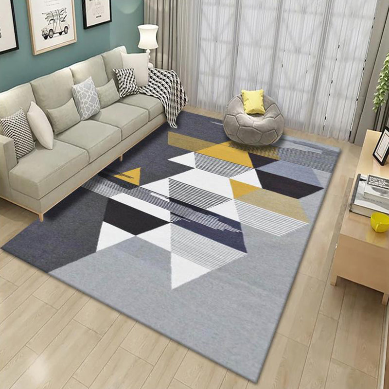 Creative Modern Indoor Rug Geometric Design Carpet Polyester Non-Slip Backing Rug for Home Decor