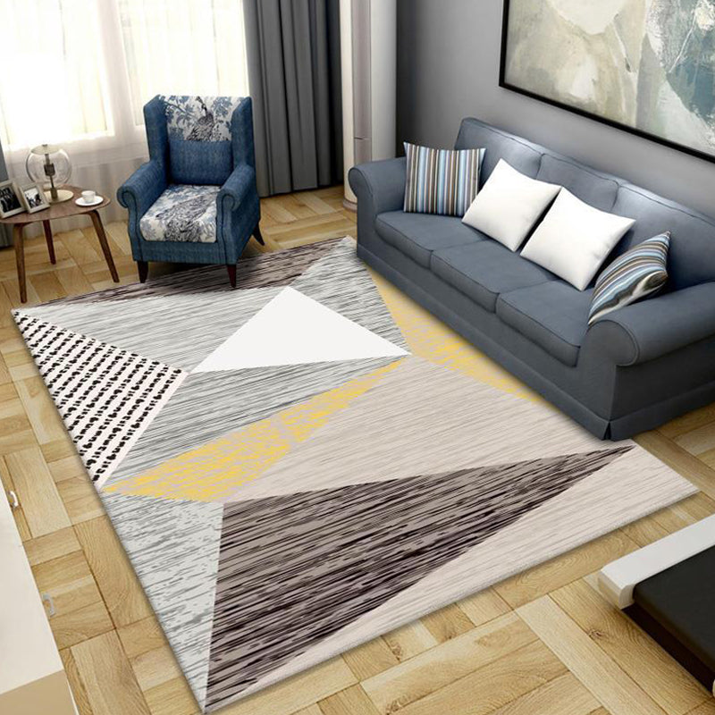 Funky Geometric Pattern Rug Simple Polyester Area Carpet Anti-Slip Backing Rug for Living Room