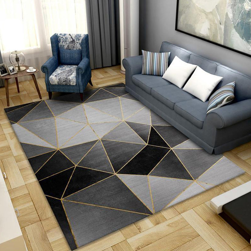 Funky Geometric Pattern Rug Simple Polyester Area Carpet Anti-Slip Backing Rug for Living Room