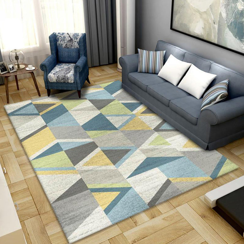 Funky Geometric Pattern Rug Simple Polyester Area Carpet Anti-Slip Backing Rug for Living Room