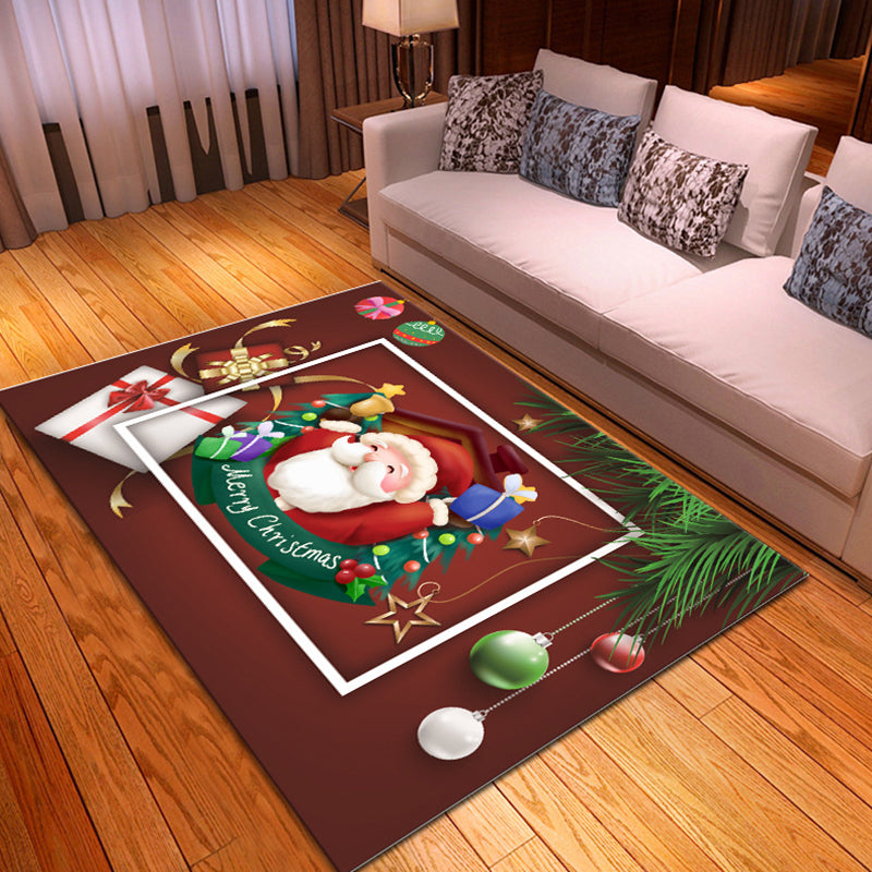 Red Tone Modern Area Carpet Polyester Holiday Decoration Indoor Rug Easy Care Carpet for Living Room