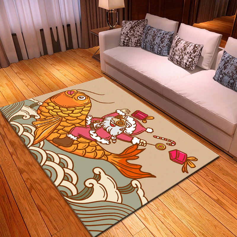 Red Tone Modern Area Carpet Polyester Holiday Decoration Indoor Rug Easy Care Carpet for Living Room