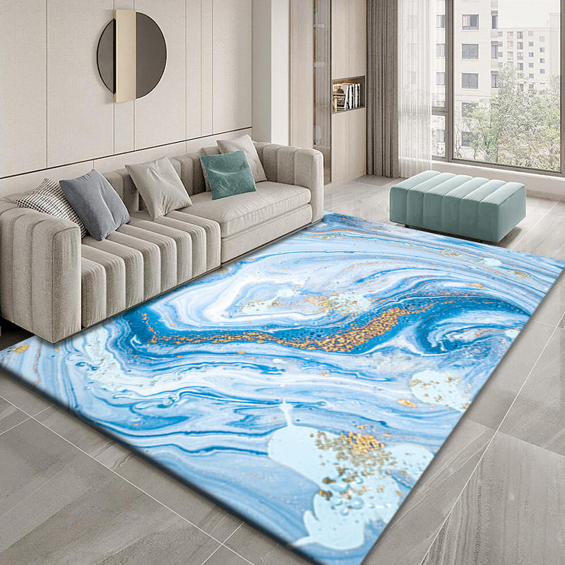 Abstract Watercolor Printed Rug Luxury Polyester Area Carpet Anti-Slip Backing Rug for Living Room