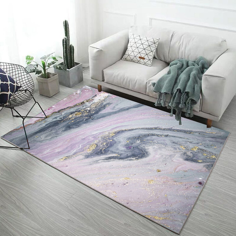 Creative Watercolor Printed Rug Multi-Color Modern Area Rug Stain Resistant Rug for Living Room