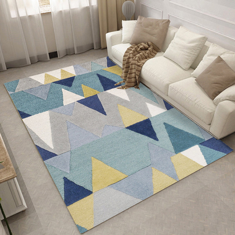 Trendy Geometry Pattern Rug Contemporary Polyester Area Carpet Washable Rug for Home Decoration