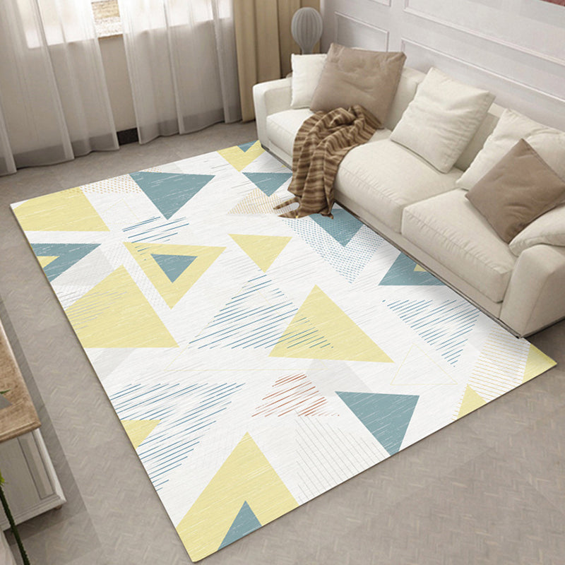 Trendy Geometry Pattern Rug Contemporary Polyester Area Carpet Washable Rug for Home Decoration