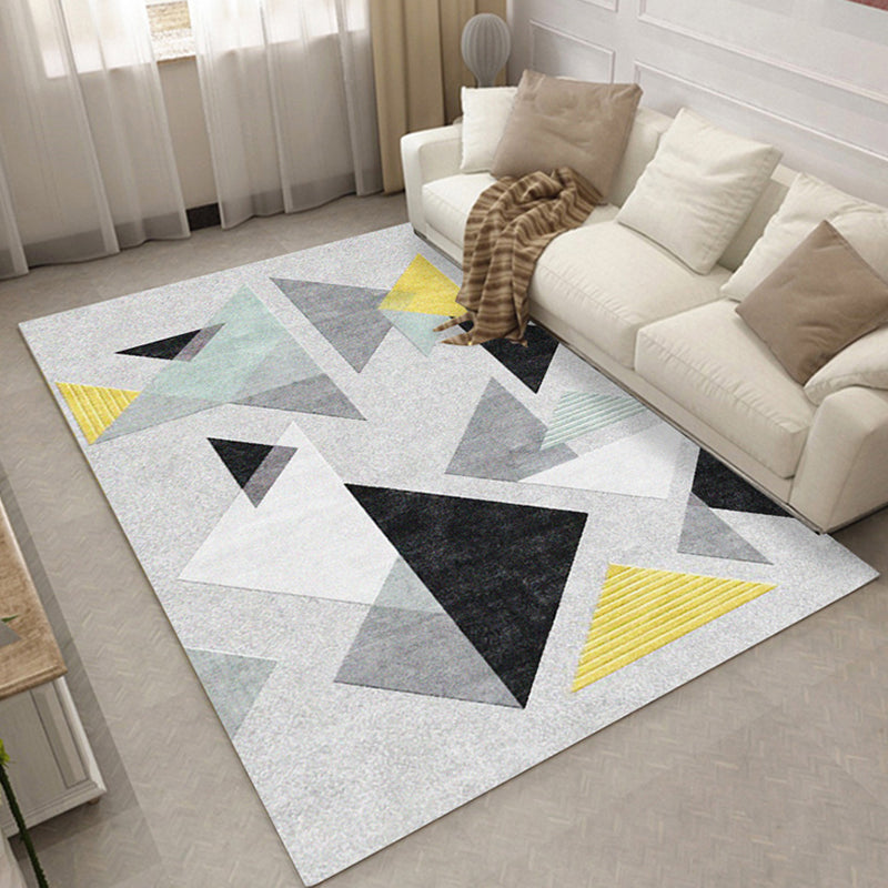 Trendy Geometry Pattern Rug Contemporary Polyester Area Carpet Washable Rug for Home Decoration