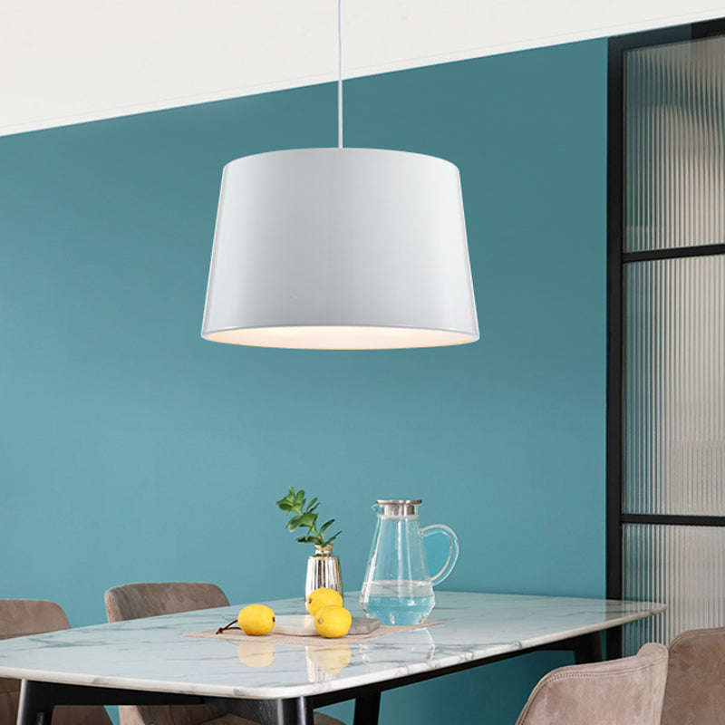 Contemporary 1 Bulb Hanging Lighting Black/White Drum Ceiling Pendant Light with Metal Shade