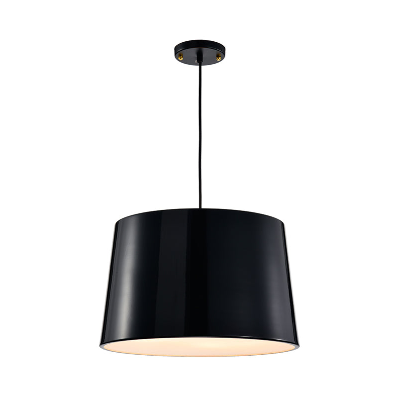 Contemporary 1 Bulb Hanging Lighting Black/White Drum Ceiling Pendant Light with Metal Shade