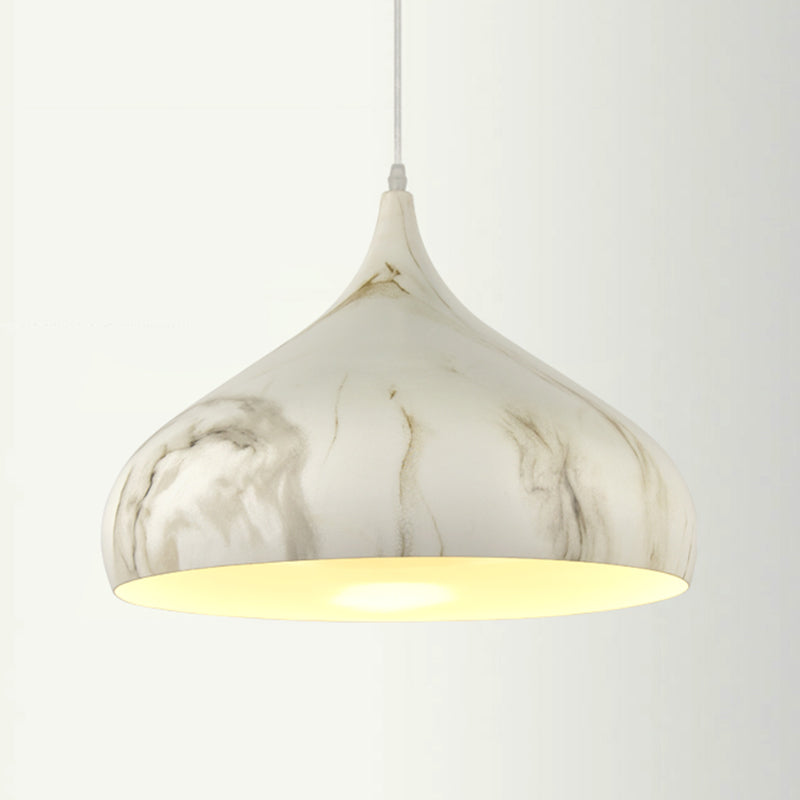 Dome Down Lighting Nordic Metal 1 Head Ivory Ceiling Hanging Light for Dining Room, 9.5"/12.5" Wide