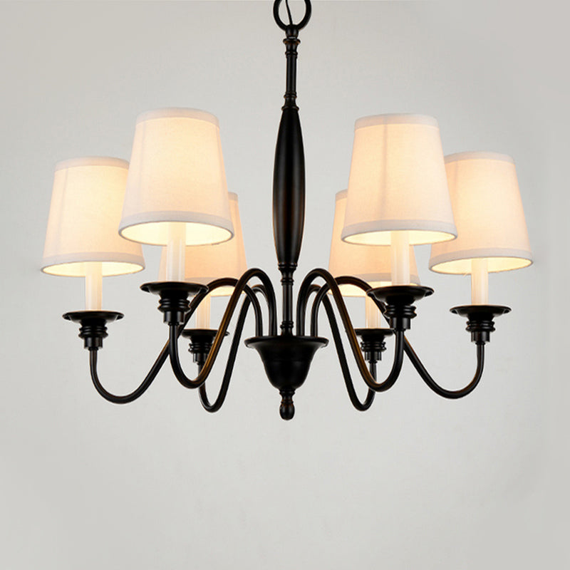 Sputnik metalen kroonluchter verlichting modernistische 6/8 koppen hangende plafondlamp in zwart met kegelstofschaduw