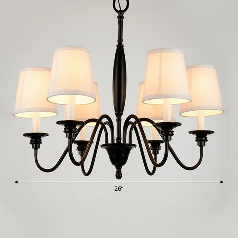 Sputnik metalen kroonluchter verlichting modernistische 6/8 koppen hangende plafondlamp in zwart met kegelstofschaduw