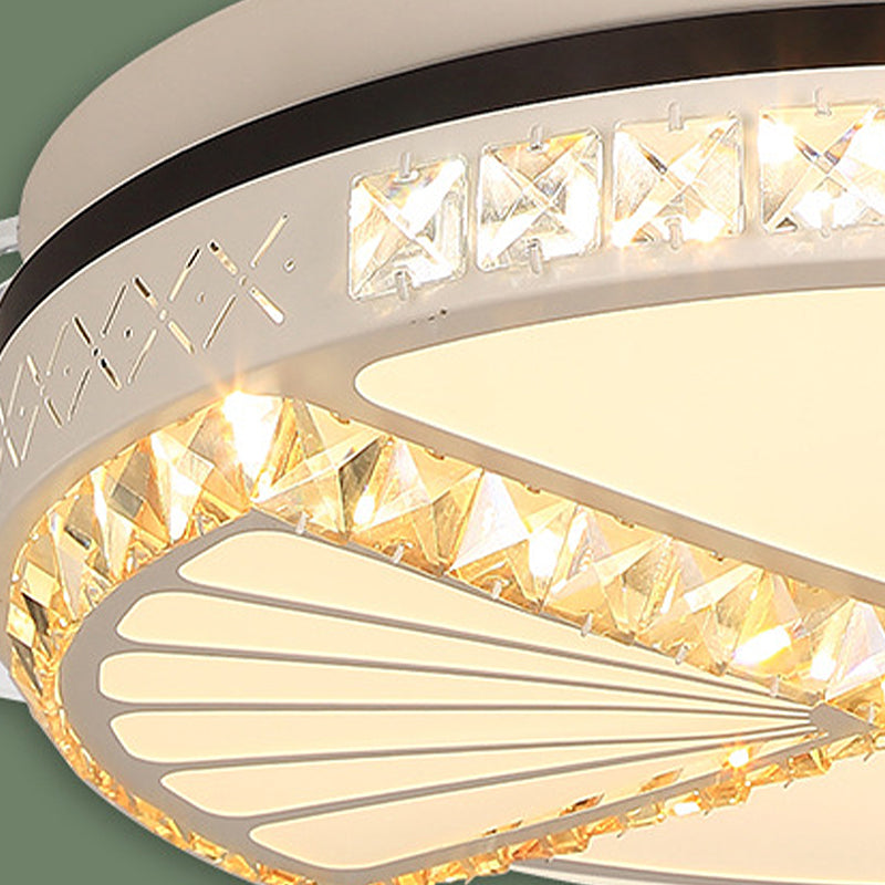 Luz de ventilador de semi descarga de albaricoque reversible 8 cuchilla de cañón de cristal biselado iluminación interior de interior