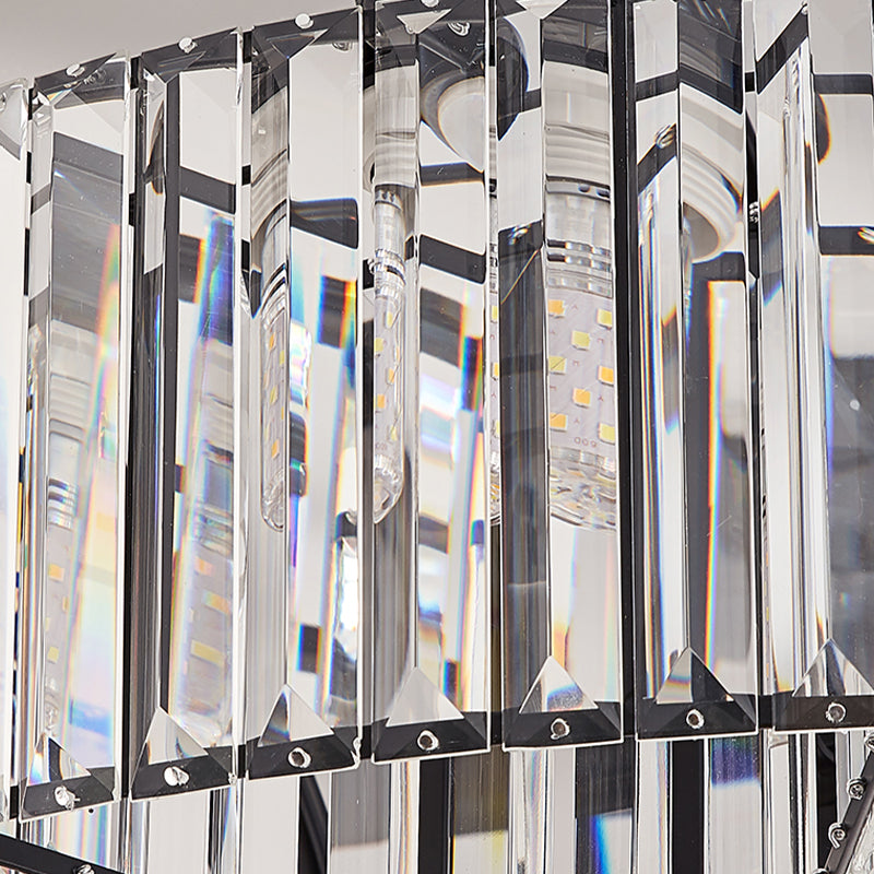 Geometrische Deckenmontage Modernismus dreiseitiger Kristallstab 3 Köpfe Schwarzes Flush -Licht in weißem Licht