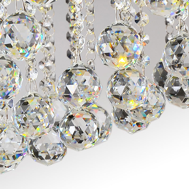 Simple Style Cascade Ceiling Fixture Crystal Ball 8 Heads Living Room Semi Flush Light in Chrome