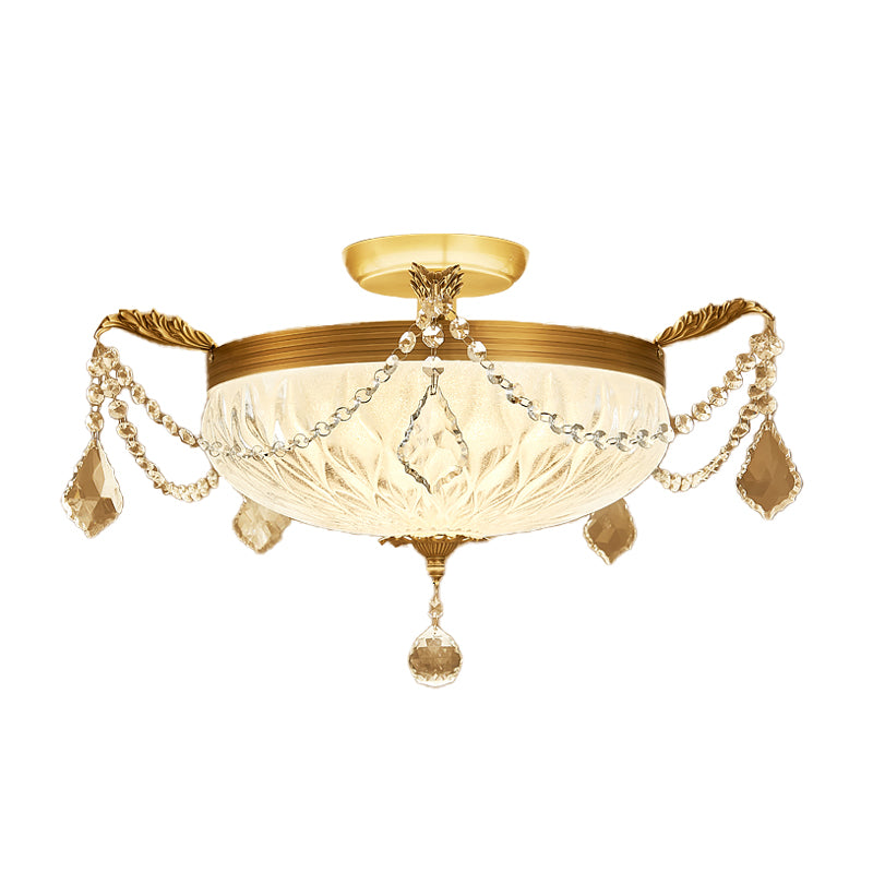 Brass Dome Affermazione Montata Montata Postmoderna Crystal Semi Filo Set per sala da pranzo